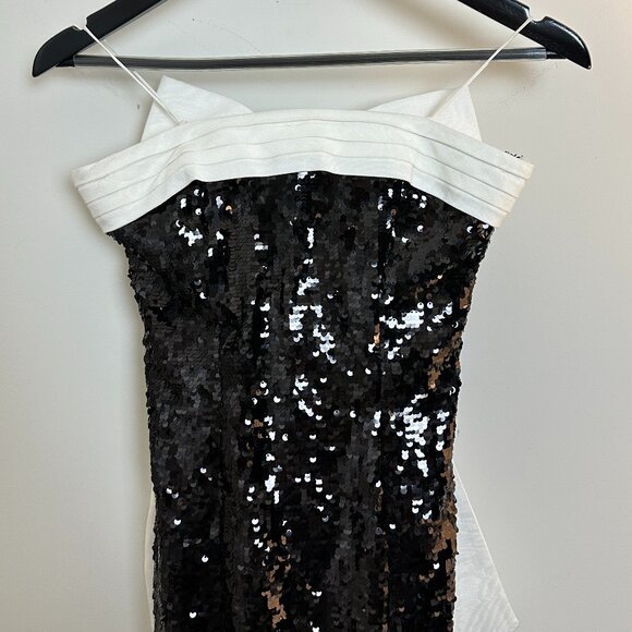 ALICE + OLIVIA Sibella Mini Dress in Black & Off White Size US 2 - Picture 6 of 14